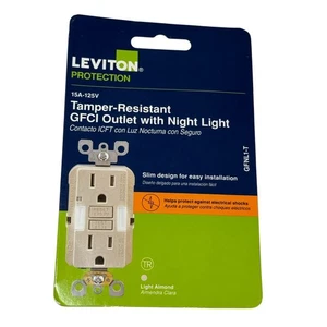 Leviton GFNL1-T 125V Light Almond GFCI Tamper-Resistant Receptacle w/ LED Light - Picture 1 of 2