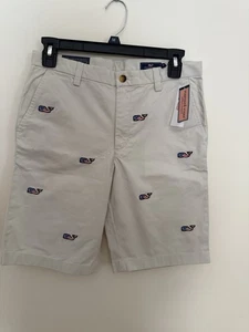Vineyard Vines Boy Shorts Size 14 Khaki With Embroidered Flag Patriotic Whales - Picture 1 of 4
