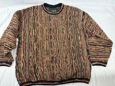 Suéter De Colección TUNDRA Canadá Años 90 Multicolor Marrón Coogi Estilo HIP HOP 3D Tejido L Foto 1 de 4