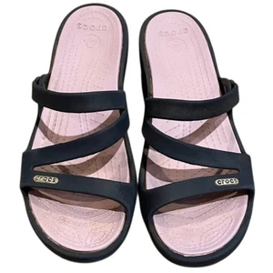 Crocs Patricia Wedge Navy Blue Slip-on Sandals Shoes Womens Size 8 - Picture 1 of 12