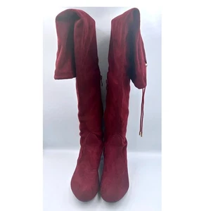 Botas por encima de la rodilla Nature Breeze para mujer granate imitación gamuza tilo talla 10 - Imagen 1 de 11