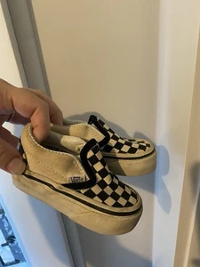 Vans Kids Toddler Checkered Black And White Slip On Shoes Size 4 - Picture 1 of 4