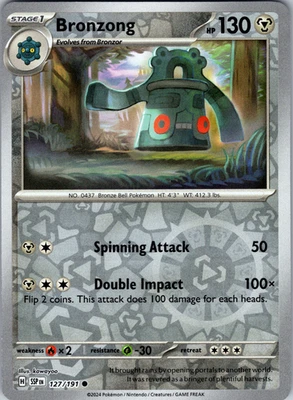Bronzong Reverse Holo 127/191 SV08: Surging Sparks Common - NM - Image 1 of 2