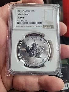 2025 Canada $5 Silver Maple Leaf MS68 – NGC Certified – 1 oz .9999 Fine Silver - Picture 1 of 4