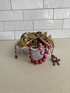 Barattolo gioielli misterioso vintage in antico piatto vetro latte metallo misto oro argento perla - Foto 1 di 7