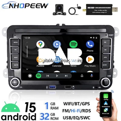 DAB+ Android Carplay Autoradio FM Navi Für VW Golf 5 6 Passat Polo 6R mit Kamera - Bild 1 von 4