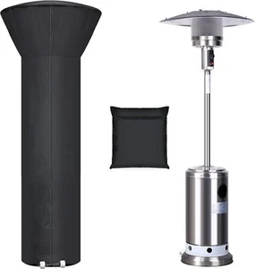 Patio Heater Covers with Zipper and 89'' Height x 33" Dome x 19" Base, Black - Picture 1 of 5
