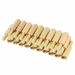 50pcs M3 12+6mm Female Male Thread Brass Hex Standoff Spacer Screws PCB Pillar - Picture 1 of 2