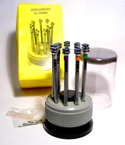 New 9 Watch Screwdriver Set in Turret w/flat-Phillip Blades - Picture 1 of 2