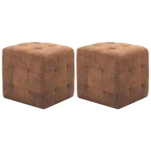 Pouf 2 Stk. Braun 30x30x30 cm Wildleder-Optik - Bild 1 von 6