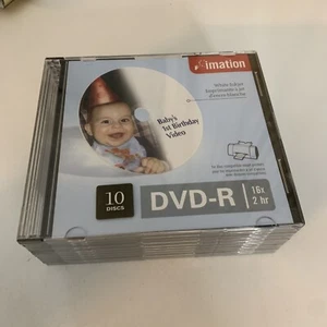 Imation DVD-R 10 Pack 16x 4.7GB White inkjet printable NEW Sealed - Picture 1 of 4