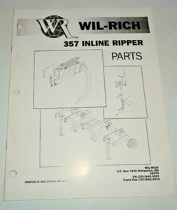 Wil-Rich 357 Inline Ripper Parts Catalog Book Manual Original! 5/02 - Picture 1 of 3