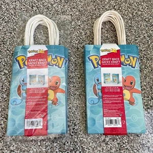 2 Pokemon Party Favor Bags 5x8.25x3.25 In Kraft Bags Birthday Stuffers 8pcs  - Picture 1 of 5