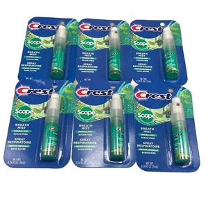 Confezione 6 Crest Scope Lunga Durata Menta Respiro Nebbia Buccal Senza Zucchero 0,24oz Nuovo - Foto 1 di 4