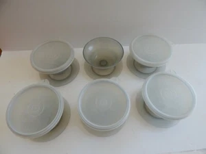 #1 Vintage Tupperware Pudding Dessert Bowls Parfait Set of 6 Smokey Gray 754 - Picture 1 of 8