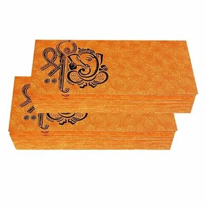 Designer Orange Ganesh Money Envelope For Any Occasion Pack of 50 US - Picture 1 of 3