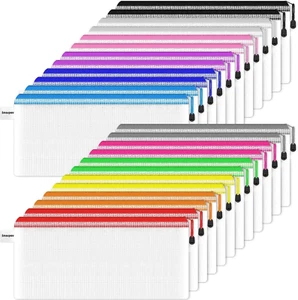 Smarpau Pencil Pouch Bulk, 24 Pack 12 Colors 9.3" x 4.7" Small Mesh Zipper Pouch - Picture 1 of 6