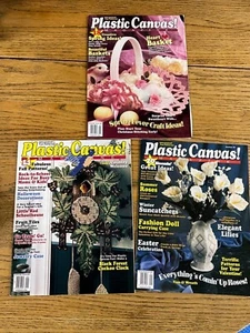 Lot of 3 Plastic Canvas Magazines -  Easter, Lilies, Bible Cover - Picture 1 of 12