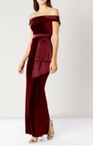 Coast Diane Velvet Maxi Dress Mulberry UK 12 RRP £225 LN024 GG 14 - Picture 1 of 7