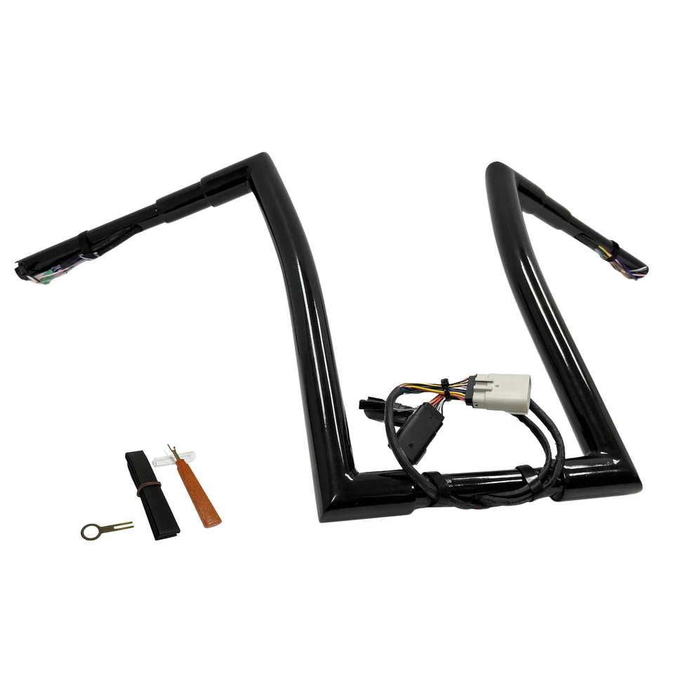 Черный проводной руль 14 дюймов 1,5 дюйма 32 мм для Harley Road Glide 2008-2013 годов выпуска - Изображение 1 из 4