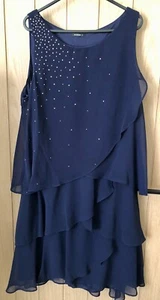 Roman Originals Navy Blue Embellished Frill Swing Dress Size UK 10 Party Cruise - Picture 1 of 6