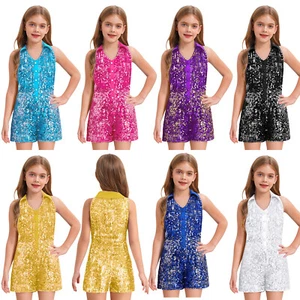 Kids Girl Outfit Refined Romper Sophistication Jumpsuit Turn-down Collar Formal - Picture 1 of 81