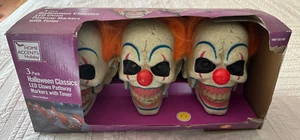 3 PACK HALLOWEEN CLASSICS ANIMATED LED CLOWN PATHWAY MARKERS WITH TIMER - Picture 1 of 3