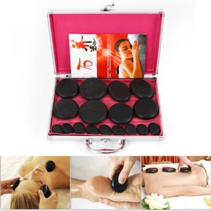 Kit de terapia de masaje con calefacción de piedras calientes masajeador de rocas de basalto natural 16 un./20 un. - Imagen 1 de 36