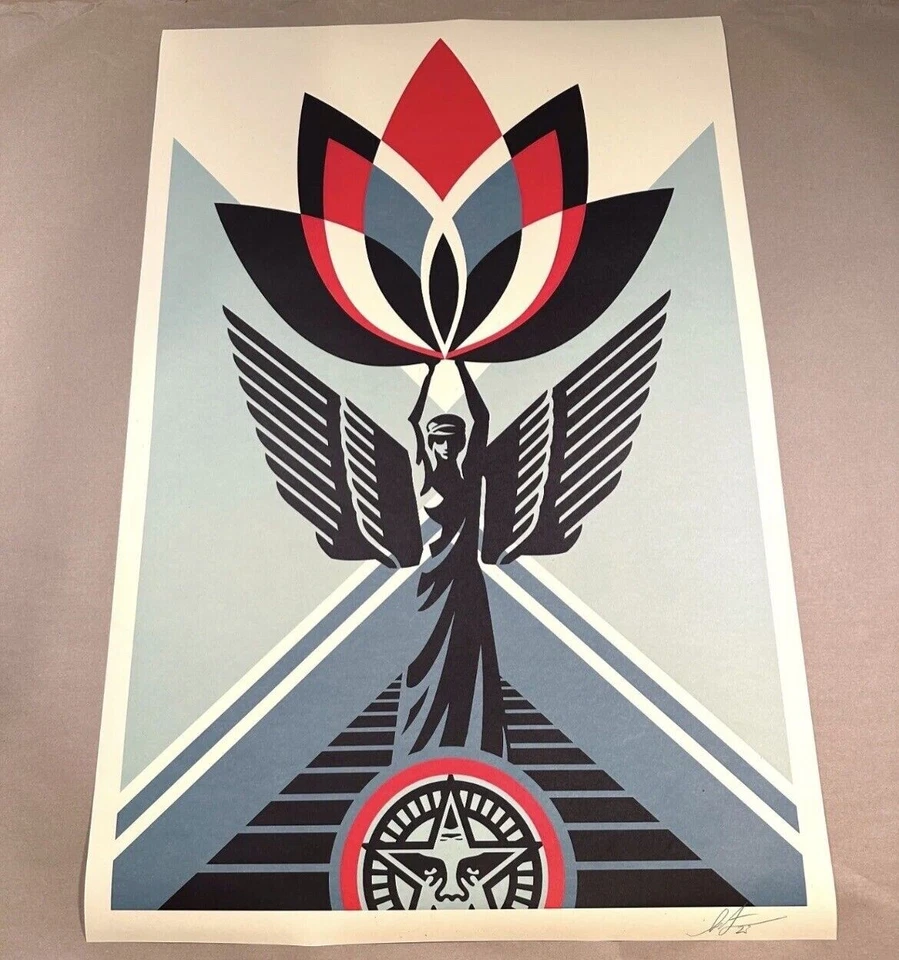 Shepard Fairey Obey Giant “Lotus Angel” Art Print Open Edition Signed Lithograph - Image 1 of 1