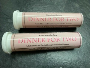 Für Geld oder Gutschein: Röhrchen "Dinner for Two" - für romantische Momente - Bild 1 von 12