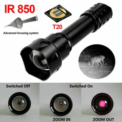 Linterna IR LED Iluminador Infrarrojo 850/940nm Visión Nocturna Zoom Antorcha de Caza - Imagen 1 de 4