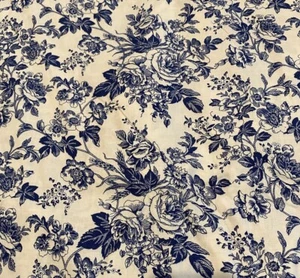 Faye Burgos for Marcus Brothers Blue Roses Floral Fabric 106 X 118” - Picture 1 of 4