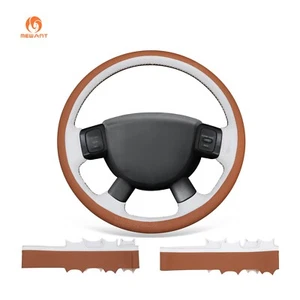 MEWANT Brown White Embossed Faux Leather Steering Wheel Cover for Dodge Ram 1500 - Imagen 1 de 9