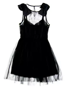 Mini Abito Smanicato Rodarte Target 20° Anniversario Nero Pizzo Tulle Fiocco Piccolo - Foto 1 di 5
