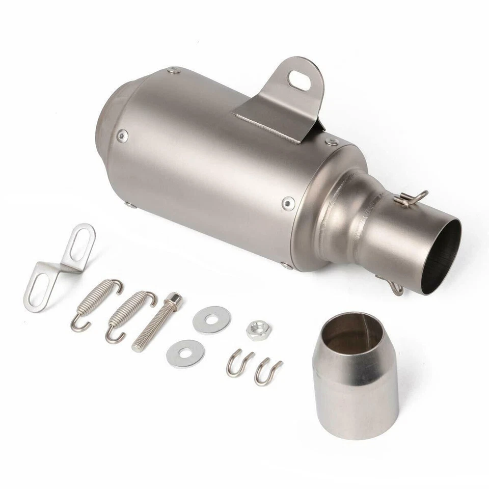 Silver Universal Motorcycle Exhaust Muffler Silencer Slip On W/DB Killer 38-51mm - Image 1 of 4