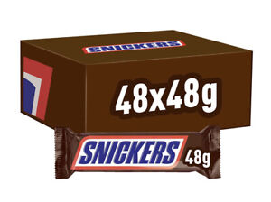 Snickers Milk Chocolate Bars Box Soft Nougat Caramel Roasted Peanuts Pack 48x48g