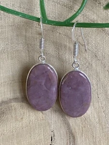 Rhodonit Ohrhänger Sterling Silber 925 vergoldet rosa böhmisch oval - Bild 1 von 4