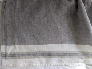 NEW Restoration Hardware Baby Child Washed Organic Linen Stripe Crib Skirt Grey - Picture 1 of 4