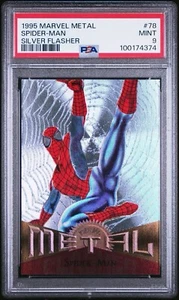 1995 95 Fleer Marvel Metal Silver Flasher Spider-Man #78 PSA 9 COME NUOVO - Foto 1 di 3