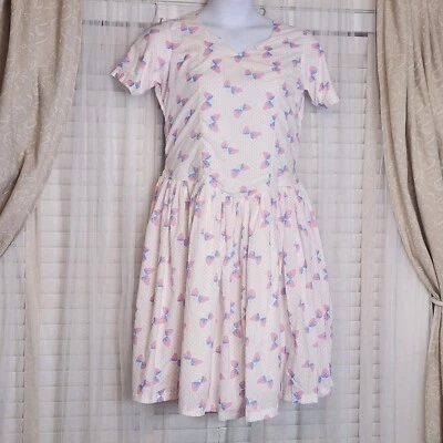 Vestido cosido a mano talla grande para niñas totalmente forrado estampado de fresa cintura caída cremallera trasera Foto 1 de 4