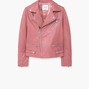 NWT Mango Pink Leather Motorcycle Jacket - Picture 1 of 3