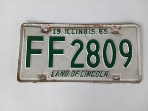 1965 Illinois IL License Plate FF 2809 Land of Lincoln - Picture 1 of 8