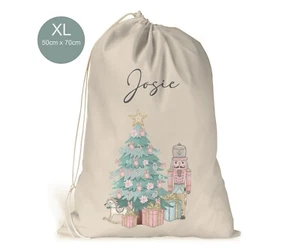 Personalisierte Mädchen XL Weihnachtssack Strumpfgeschenke Nussknacker Weihnachten Geschenktüte - Bild 1 von 1