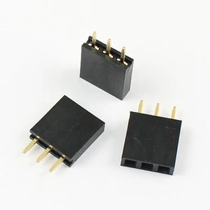10Pcs 2.54mm Pitch 1x3 Pin 3 Pin Female Single Row Straight Header Strip #F18 - Picture 1 of 4