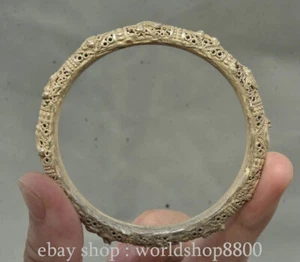 3" Old Chinese Copper Silver Dynasty 12 Zodiac Animal Ornament Bracelet - Picture 1 of 8