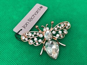 Jon Richard Rose Gold Plated Cubic Zirconia Butterfly Brooch New/Tagged