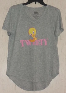 NWT WOMENS LOONEY TUNES TWEETY LIGHT GRAY HEATHER NOVELTY T-shirt SIZE S - Picture 1 of 2