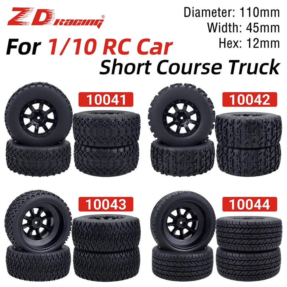 4x RC Wheels Tires 12mm Hex for 1/10 Short-course Truck HSP Traxxas Slash HPI - Image 1 of 4
