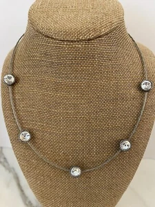 Seasonal whispers rhinestone memory wire necklace silver tone - Picture 1 of 5