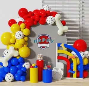 Paw Print Balloon Birthday Red Yellow Blue 36 Balloons Only No Bone - Picture 1 of 2